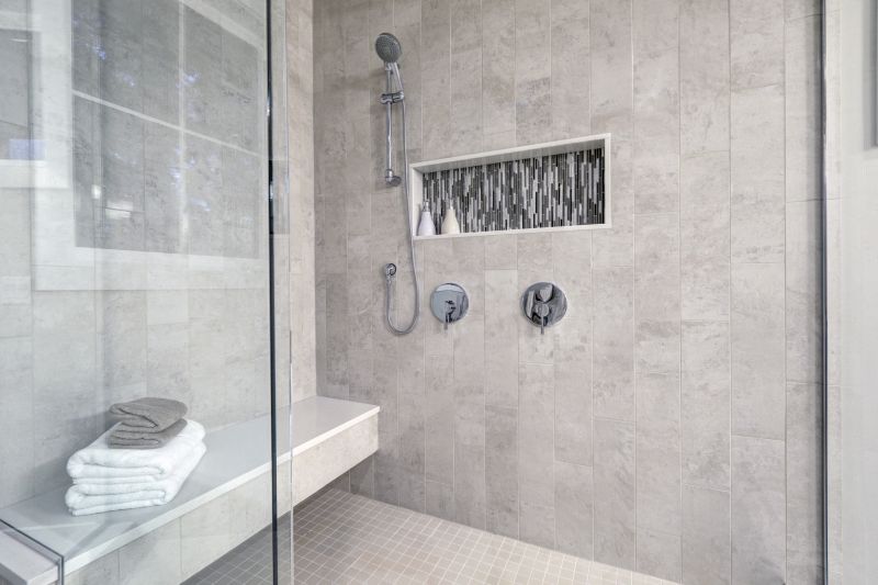 Recessed Shower with Built-in Shelves